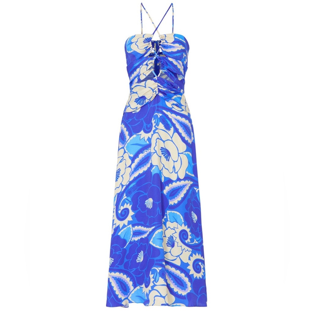 FARM Rio Blue Floral Midi Dress